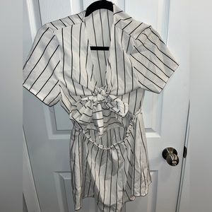 Black and white striped romper size small